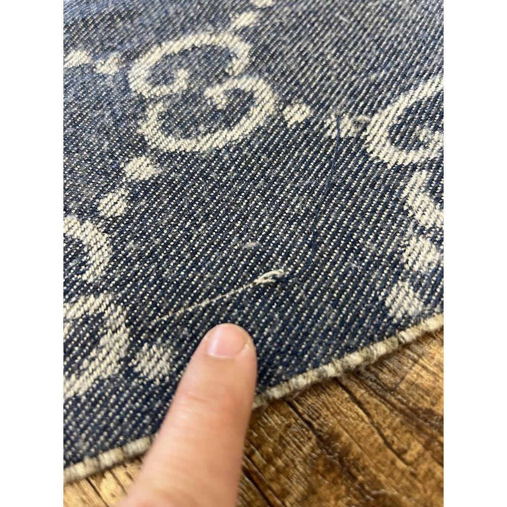 GUCCI Jacquard GG Pattern Reversible Wool Scarf In Blue & Brown Made In Italy - Picture 9 of 11